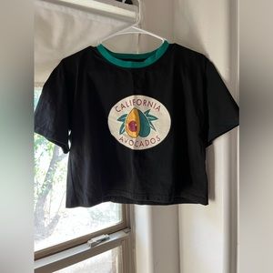 Black shirt cotton Tee with Avocado
